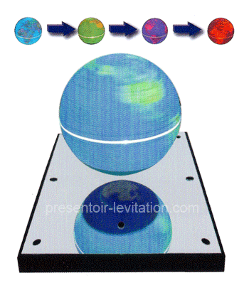 globe lévitation magnétique - globe terrestre flottant sur une base éclairé par des leds et illuminé de l'intérieur